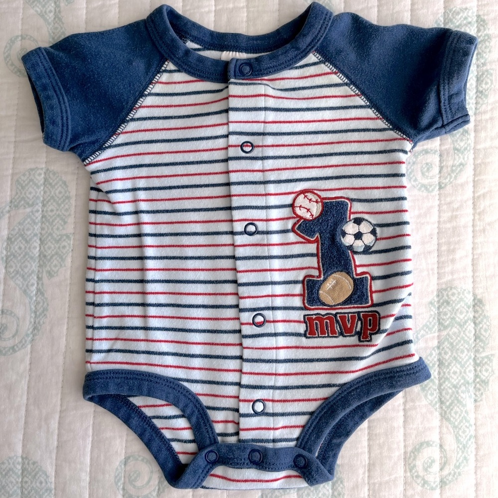Carter’s baby boys MVP bodysuit stripes.